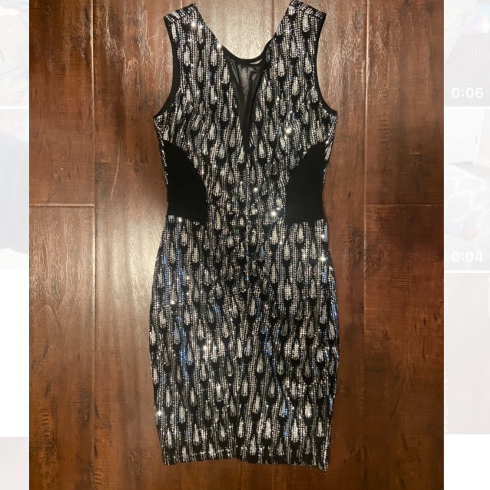 Little Black Sequence Bodycon Dress- S